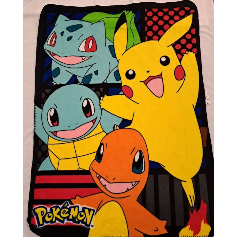 Pokemon‎ Pikachu Throw Fleece Blanket appx. 58"x 42" Double Sided